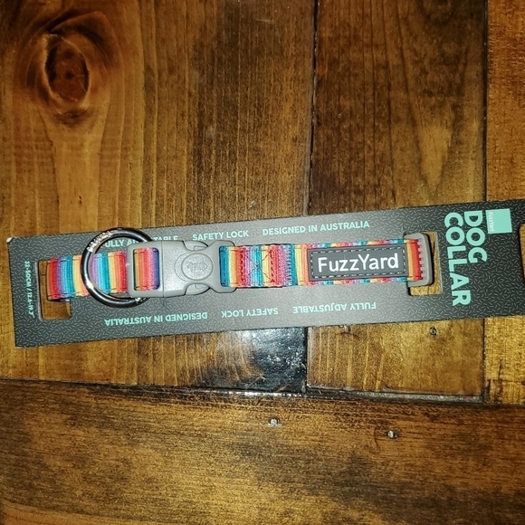 Fuzz Yard Adjustable Rainbow Stripes Dog Collar Medium New - Picture 4 of 8